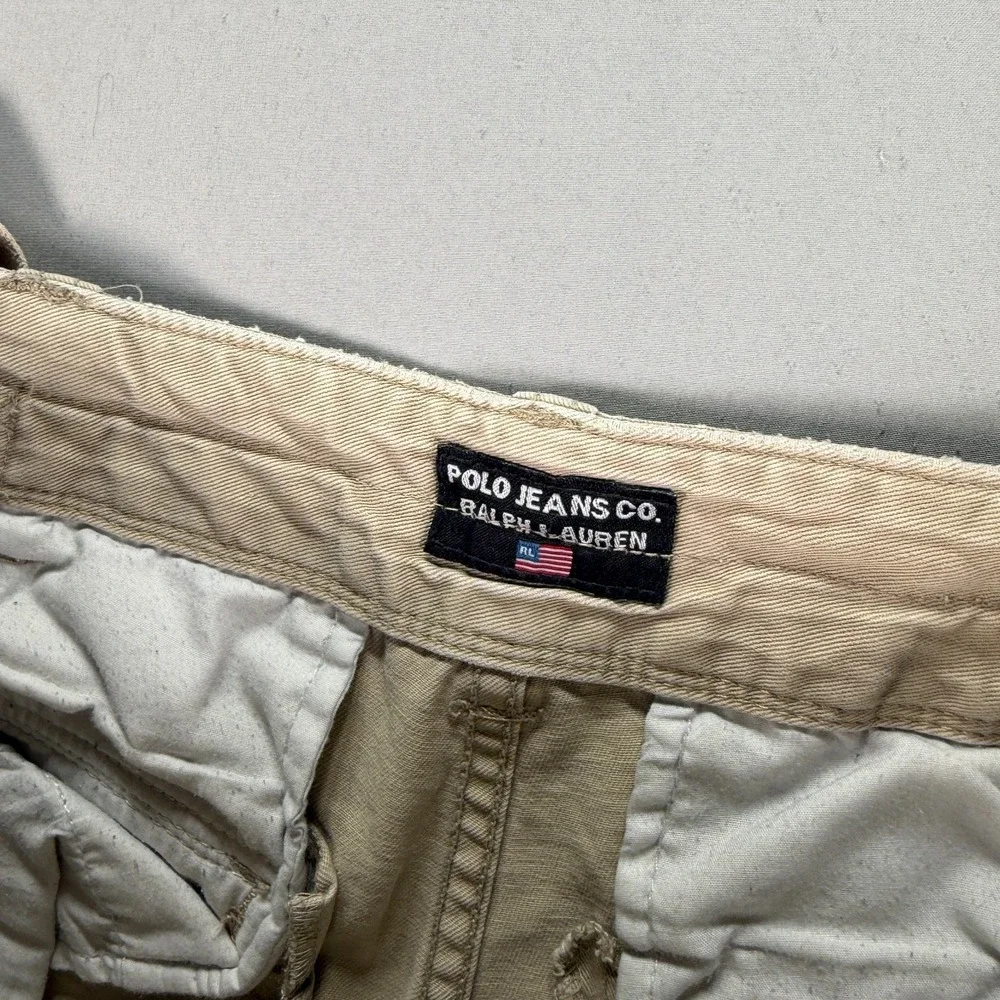 Vintage Y2K Polo Ralph Lauren Cargo Pants Mens 34x28 Beige Paratrooper Pockets